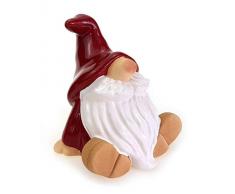 TEMPELWELT Deko Figur Nikolaus Wichtel Zwerg sitzend 11 cm, Polystein Textil rot weiß, Wichtelfigur Knollnase Bart, Winterdeko Winterwichtel
