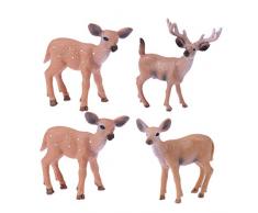 NUOBESTY 4 Stücke Rentier Figur Elch Hirsch Figur Weihnachten Deko Figuren Tierfigur Dekofigur Weihnachtsfigur Tischdeko Weihnachtsdeko Weihnachtsschmuck
