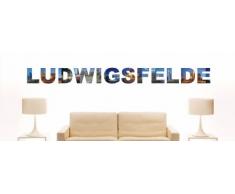 Wandtattoo farbige Wandschrift Städtename Ludwigsfelde mit Sehenswürdigkeiten 80 x 7 cm Länge