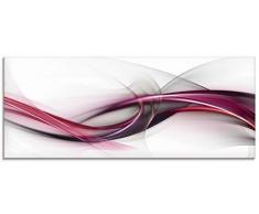 Artland Glasbilder Wandbild Glas Bild einteilig 125x50 cm Querformat Moderne Kunst Abstrakt Modern Rauch Welle Bordeauxrot S8UL