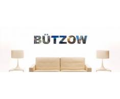 Wandtattoo farbige Wandschrift Städtename Bützow mit Sehenswürdigkeiten 80 x 15 cm Länge