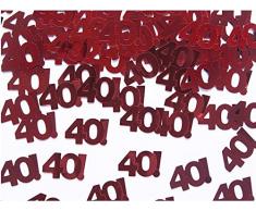 PartyDeco Tischkonfetti Nummer 40, rot, Packung