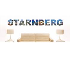 Wandtattoo farbige Wandschrift Städtename Starnberg mit Sehenswürdigkeiten 180 x 20 cm Länge