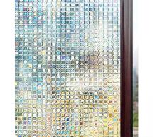 rabbitgoo Fensterfolie 3D Sichtschutzfolie Fenster Statisch Folie Selbsthaftend Privatsphäre Dekofolie Anti-UV für Zuhause oder Büro 90 x 200 cm