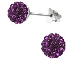 EYS JEWELRY Damen Ohrstecker Glitzer Perlen 925 Sterling Silber 6 mm Kristall Kugel Ohrringe im Geschenketui