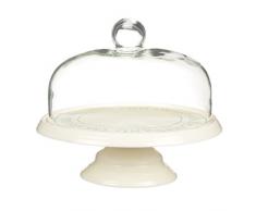 Kitchen Craft Classic Collection Runder Keramik-Kuchenständer mit Glasglocke, 29 cm
