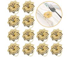 Sayopin Serviette Ring Gold Papier Serviettenringe， 12 Stück Serviettenringe Set Tischdekoration Serviettenhalter für Hochzeit Hotel Tisch Dekoration Party Serviettenringe