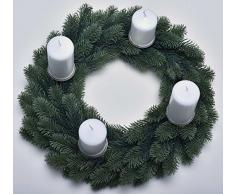 Lönartz® Naturgetreuer künstlicher Adventskranz (PE mit Metallkern) mit 4 Abnehmbaren Kerzentellern mit Dorn für Echte Kerzen, Höhe: 10cm / Ø45cm (PE-K45-KT)