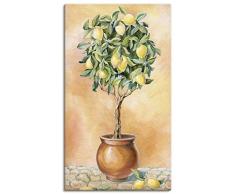 Artland Leinwandbilder auf Holz Wandbild 40x70 cm Hochformat Natur Botanik Pflanze Zitronen Baum Italien Toskana mediterran T5HE