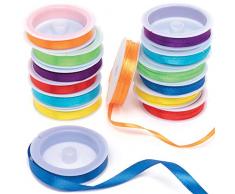 Baker Ross Regenbogen Satinbänder im Vorteilspack, für Kinder Kunsthandwerksprojekte (Packung mit 14 Rollen)