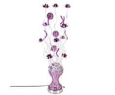 Metallvase Flower Design Exquisite Stehleuchte Aluminium ， Groß - LED Tischlampe G4-Lampenperle, gebürstete Chrom-Basis Dekorative Multifunktions-Bettlampe Lila Blume