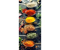 Bilderdepot24 Türtapete selbstklebend Kräuter und Gewürze 90 x 200 cm - einteilig Türaufkleber Türfolie Türposter - Küche Essen Kochen Pfeffer Paprika Curry Safran Genuss
