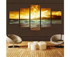 CYACC Meer sset 5 stücke gerahmte Moderne Kunst Ölgemälde Modulare Bild Gedruckt Landschaft Auf Leinwand Für Haus und Wand-dekor, China