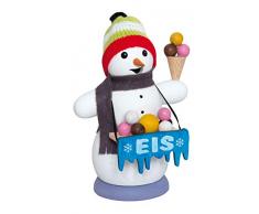 Kuhnert Räucherfigur Schneemann als Eisverkäufer - Räuchermann - Größe: ca. 13 cm - Made in Germany