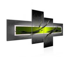 Bilder Abstrakt Wandbild 200 x 100 cm Vlies - Leinwand Bild XXL Format Wandbilder Wohnzimmer Wohnung Deko Kunstdrucke Grün Grau 4 Teilig - MADE IN GERMANY - Fertig zum Aufhängen 102541b