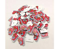 shyymaoyi Cartoon Weihnachtsstiefel Form 2 Löcher Holzknöpfe DIY Nähen Basteln Scrapbook Dekor 50 Stück multi