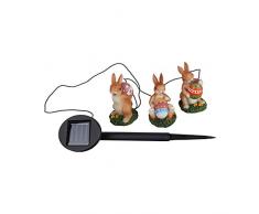 Unbekannt TRI Solar-Hasenbande, Solarlicht Solarleuchte Beleuchtung Hasenfiguren Häschen, Osterdekoration Frühlingsdeko Ostern Garten,