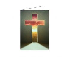 10er Set Christliche Osterkarten Klappkarten DIN A6 - Kreuz in Wand - Grußkarten Ostern, Trauerkarte mit Umschlag
