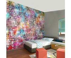 Fototapete Ziegelmauer 3D Bunt 396 x 280 cm Vlies Wand Tapete Wohnzimmer Schlafzimmer Büro Flur Dekoration Wandbilder XXL Moderne Wanddeko 100% MADE IN GERMANY Runa Tapeten 9020012b