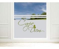GRAZDesign Sichtschutzfolie Spruch Carpe Diem, blickdichte Glasdekorfolie, Matte Fensterfolie als Sichtschutz/Deko / 100x57cm