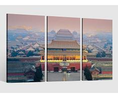 Leinwandbild 3 Tlg Verbotene Stadt Peking China Bild Bilder Leinwand Leinwandbilder Kunstdruck fertig gerahmt 9AB4044, 3 tlg BxH:120x80cm (3Stk 40x 80cm)