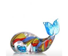 Tooarts Glasskulptur Dekofigur Tier Skulptur aus Glas Wal Handarbeit