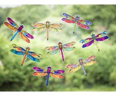 Stickers4 Libellen-Fensteraufkleber zum Schutz gegen Vogelschlag - 8 schöne Libellen-Glasaufkleber, doppelseitig und selbstklebend zum Schutz gegen Vogelkollisionen