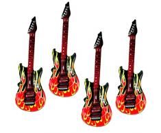 marion10020 Aufblasbare Luftgitarren Luftgitarre Air Luft Guitar, im Feuer-Design, 100 cm, 4er-Set