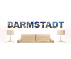 Wandtattoo farbige Wandschrift Städtename Darmstadt mit Sehenswürdigkeiten 180 x 19 cm Länge