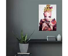 artboxONE Poster 90x60 cm Menschen The Geisha bunt hochwertiger Design Kunstdruck - Bild Menschen von Boris Draschoff