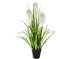 Flair Flower 020705W Pampas Topf, Feder, Seidenblumen, Grasbusch, Dekogras, Gras, Kunstpflanzen, Kunstgras, künstliche Pflanzen, Solitärgras, Ziergras, Dekopflanze, Weiß, 55 cm
