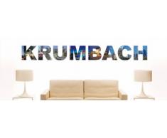 Wandtattoo farbige Wandschrift Städtename Krumbach mit Sehenswürdigkeiten 180 x 21 cm Länge