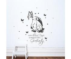 ilka parey wandtattoo-welt® Wandtattoo Wandbild Wandaufkleber Wandsticker Aufkleber Sticker Faultier und Schmetterlinge mit Spruch genieße die kleinen Dinge M2046 - ausgewählte Farbe: *lichtblau* ausgewählte Größe: *S - 56cm breit x 56cm hoch*