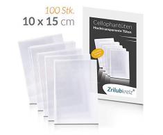 Zrilubkrelz® 100 Cellophantüten klar 10 x 15 cm Hochtransparent | Kleine Tüten für bonbons Süssigkeiten Klarsichttüten Geschenktüten durchsichtig flachbeutel transparent Klarsichtbeutel klein s
