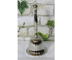 Gr Tischglocke 14cm vernickelt Schulglocke Handglocke Schiffsglocke Glocke Silber