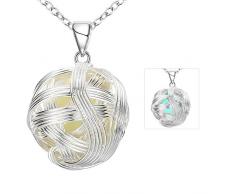 Bishilin Leuchtender Anhänger Kinder Kette Silber Rattankugel Halskette Silber für Damen Weihnachtsgeschenke Cyane