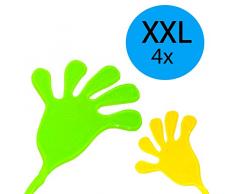 4x XXL Klatschhand Glibber in den Farben Grün/Gelb/Rot/Blau | Mitgebsel Mitbringsel Give aways Scherzartikel Spielspaß | ideal geeignet für den Kindergeburtstag als Gastgeschenk für Mädchen und Jungen