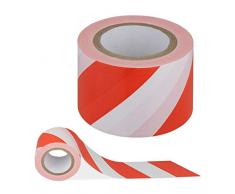 Relaxdays Absperrband, reißfest, Warnband Rolle für Baustelle & Gefahren, PE, 80 mm x 200 m, Flatterband, rot-weiß