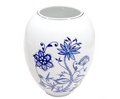 Triptis Zwiebelmuster Vase Tischvase Rundvase Blumenvase bauchig, Thüringer Porzellan, ca. 17 x 23 cm, ca. 3 l, ca. 9.5 cm Öffnung, 1 Stück
