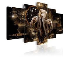murando - Bilder 200x100 cm Vlies Leinwandbild 5 TLG Kunstdruck modern Wandbilder XXL Wanddekoration Design Wand Bild - Abstrakt Tiere Elefant Löwen Flusspfend Nilpfend g-A-0011-b-n