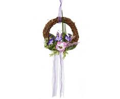HEITMANN DECO Wandkranz mit Schmetterling und künstlichen Blumen - Türkranz Frühling - Dekoration - Natur, Lila