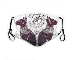 Facial Protection,Intage Hand Gezeichnete Katzenfigur Heilige Geometrie Formen Tattoo Art Gesichtsschal, Anti-Staub-Nasenschutz,20x15cm