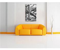Monocrome, Manhattan Bridge New York 3-Teiler Leinwandbild 120x80 Bild auf Leinwand, XXL riesige Bilder fertig gerahmt mit Keilrahmen, Kunstdruck auf Wandbild mit Rahmen, gänstiger als Gemälde oder Ölbild, kein Poster oder Plakat
