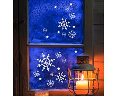 Fensterbild Fensteraufkleber Schnee Schneeflocken Schneekristalle Sterne Set 18 Teile M1707 - ausgewählte Farbe: *Weiß