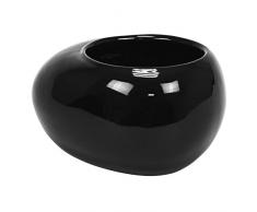 Moderne Dekovase Keramik Orchideentopf Übertopf rund H 14 cm schwarz glänzend einzigartig Form
