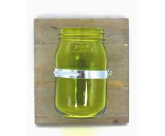 meindekoartikel Wandvase im Retro-Stil MALJAKKO aus Holz und Glas (verschiedene Größen und Farben) für Kräuter und Blumen (UNO, Grün)