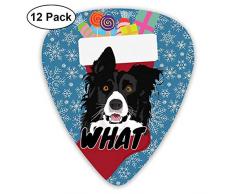Border Collie BC Hund Weihnachtsstrümpfe Ultraleicht 0,46 Mittel 0,73 Schwer 0,96 mm Gedruckt Rund Flach Weichplastik Jazz E-Akustik Bass Gitarre Pick Pick Zubehör Variety Pack