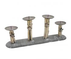 Kerzenhalter für 4 Kerzen aus Metall und Holz ~ Adventskranz ~ shabby Look ~ 44 cm lang