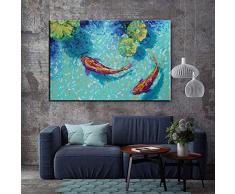 ADGUH Leinwanddrucke Lotus Leinwanddrucke Feng Shui Tier Landschaftsmalerei Wandkunst Bild Für Wohnzimmer Home Dekoration