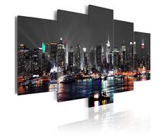 murando - Bilder 200x100 cm - Vlies Leinwandbild - 5 Teilig - Kunstdruck - modern - Wandbilder XXL - Wanddekoration - Design - Wand Bild - City Stadt New York NYC Nacht d-A-0022-b-n